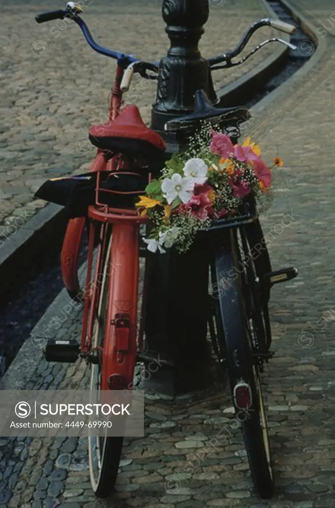 Bicycles with bunch of flowers