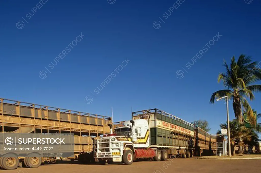 road trains, roadhouse, Stuart Highway, South Australia