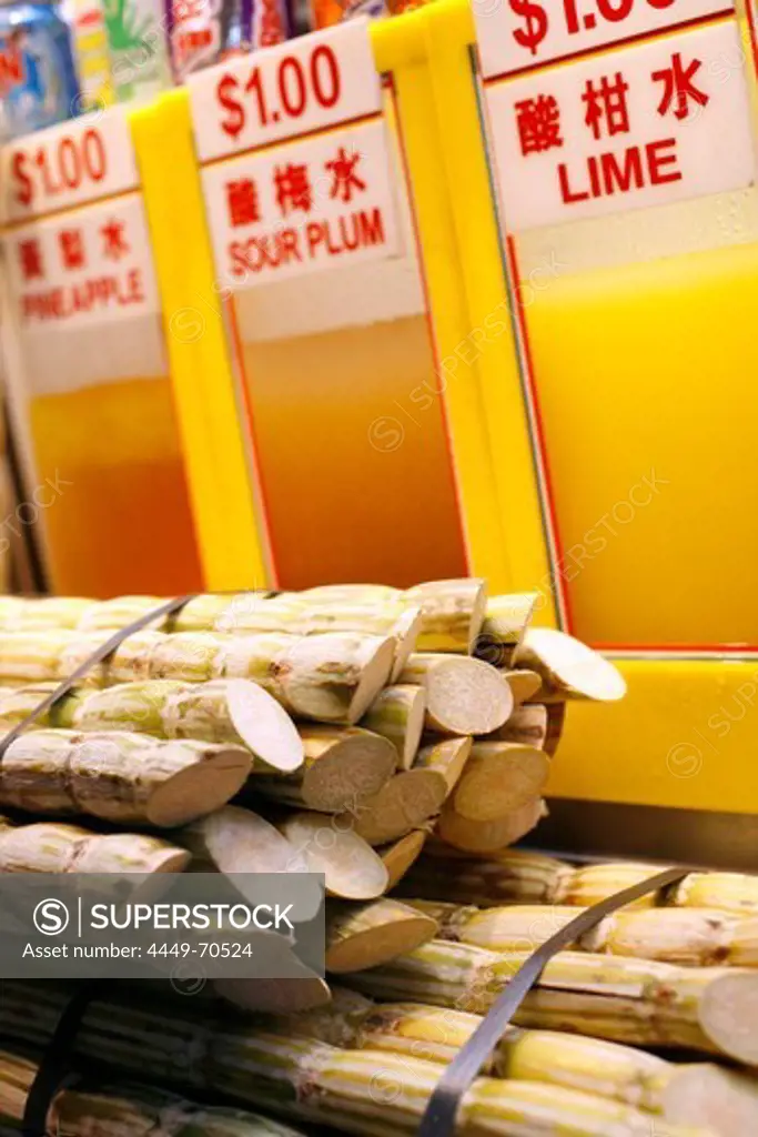 Sugar cane, Juice Stall, Maxwell Road Hawker Food Center, Chinatown, Singapore