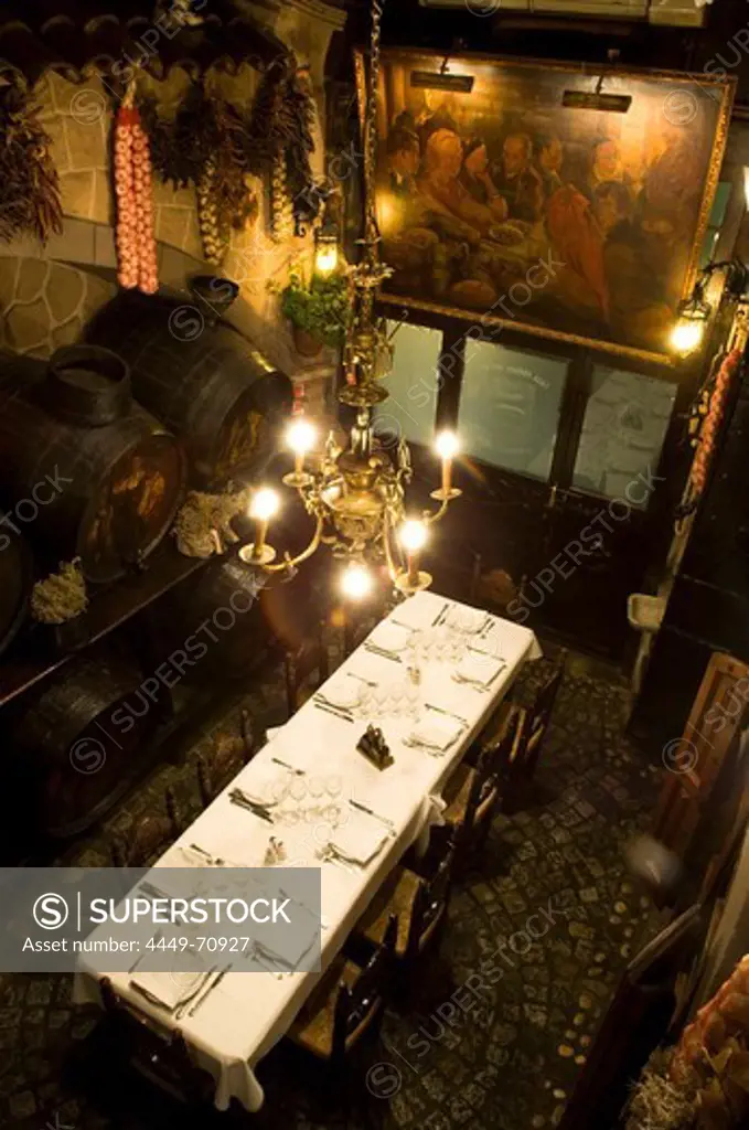 Restaurant Los Carracoles, table from above, Barcelona, Spain