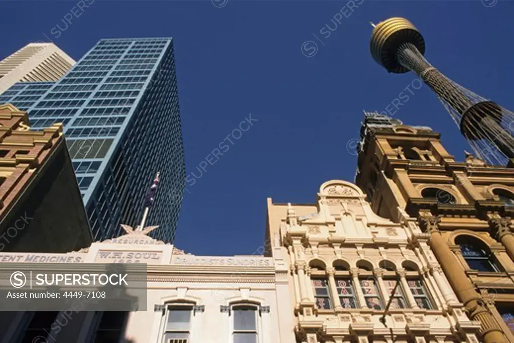 Sydney, city centre, highrise with AMP Tower, Skyline, old and new architecture