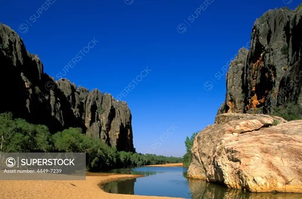 River in the mountains, Windjana Gorge, National Park, Kimberley, Western Australia, Australia