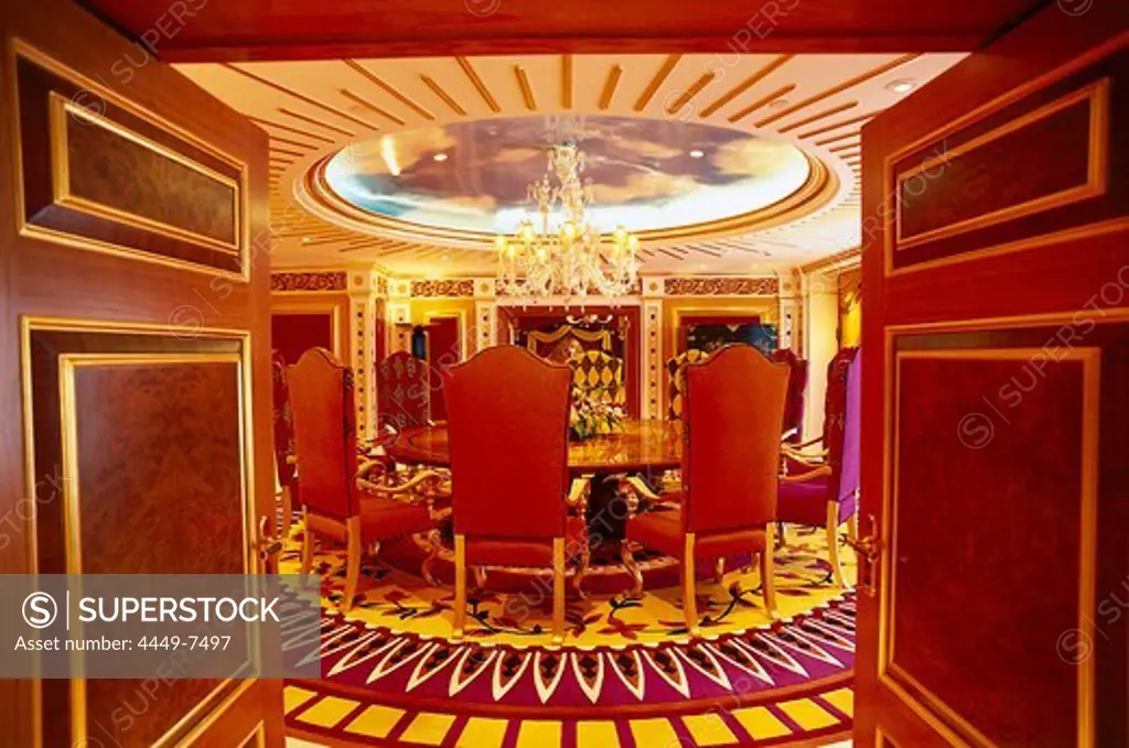 Grand dining room at Royal Suite, Hotel Burj Al Arab, Dubai, V.A.E., United Arab Emirates, Middle East, Asia