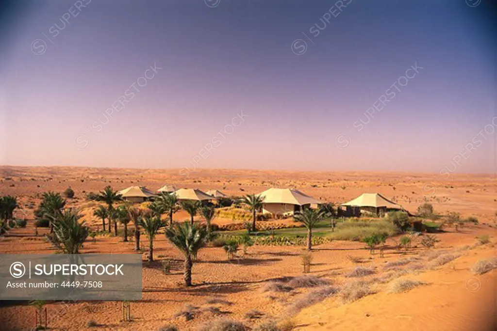 View at Al Maha Desert Resort in the desert, Dubai, V.A.E., United Arab Emirates, Middle East, Asia