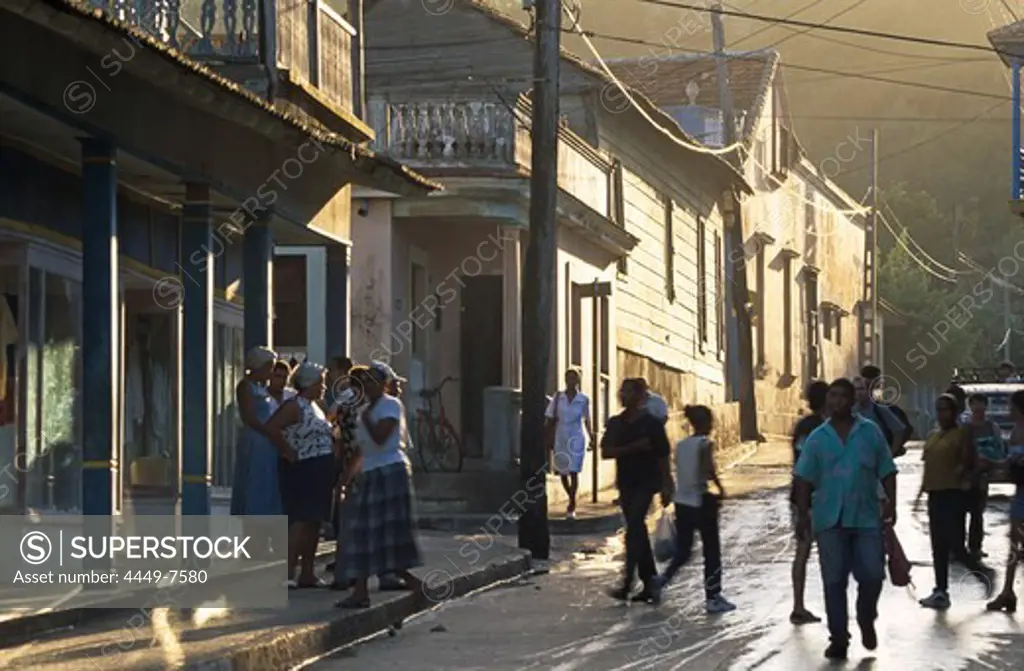 street scene, against the light in Baracoa, Guantánamo, Cuba