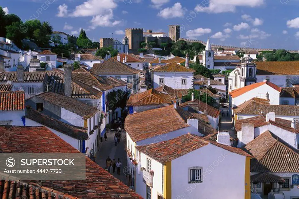 Castletown inside of complete, citywall, Obidos, Portugal