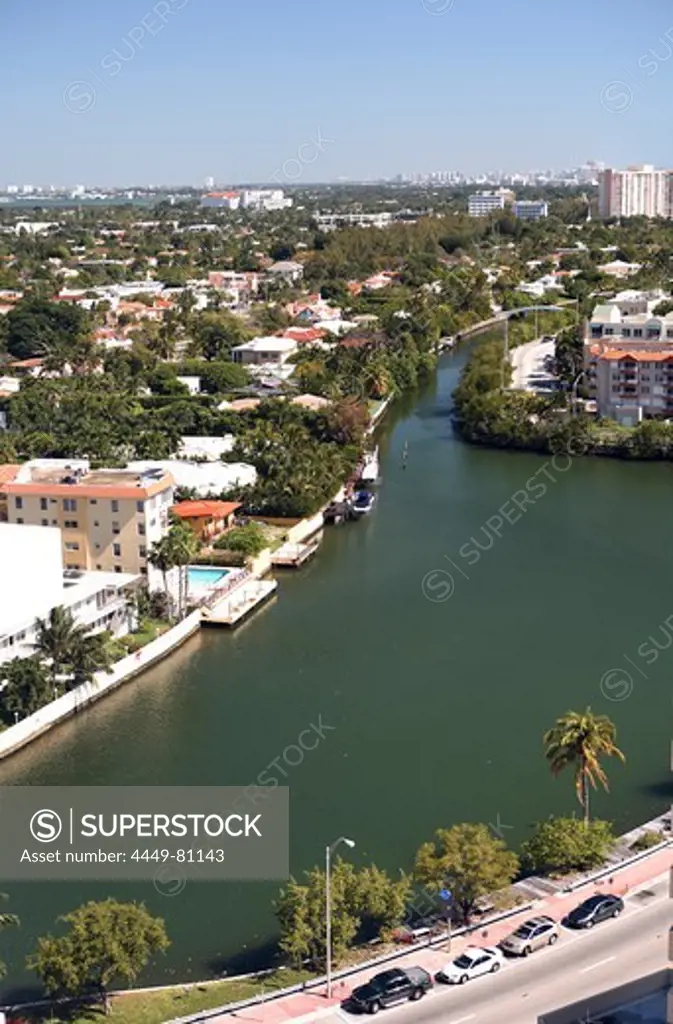 View at intercostal waterway at daytime, Miami Beach, Florida, USA