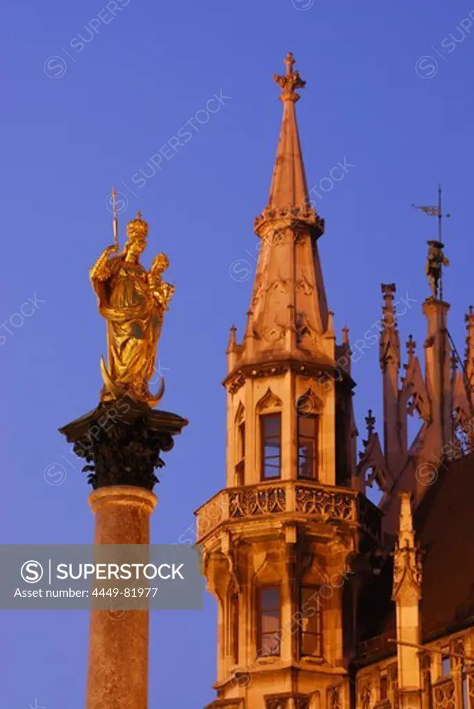 Marian column and New City Hall, Munich, Bavaria, Germany
