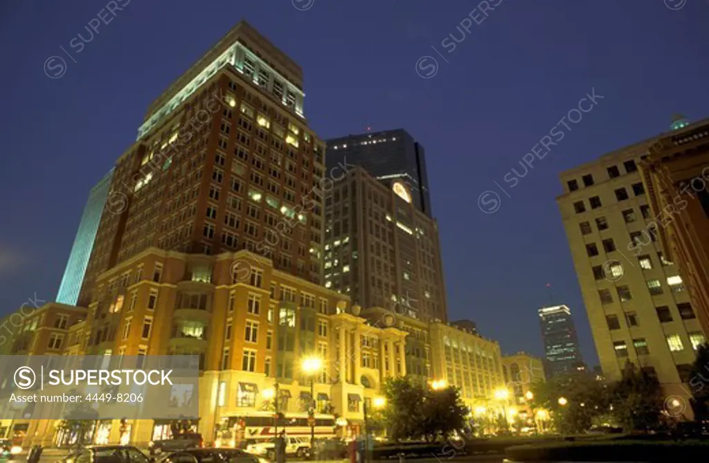 Buildings at Boylston Street at night, Boston, Massachusetts USA, America