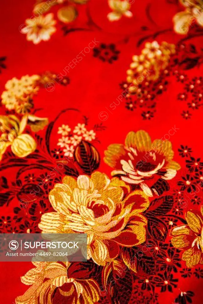 Floral design embroidered taiwanese silk, Taiwan, Asia