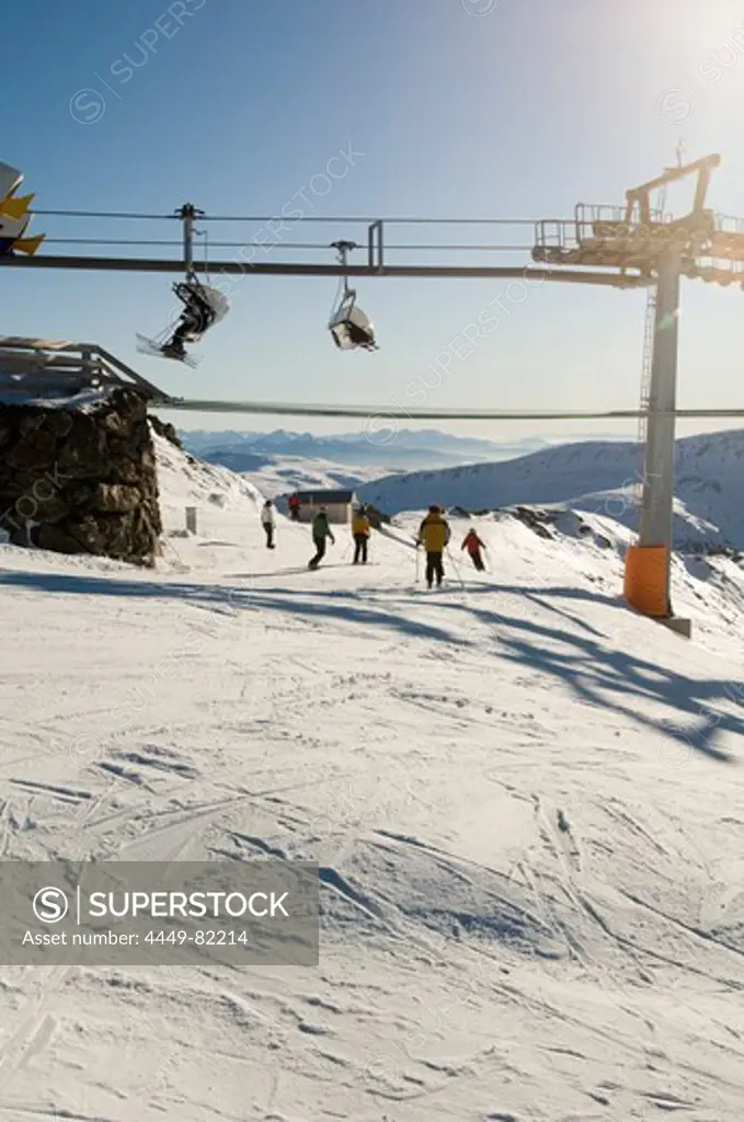 Reinswald Skiing area, ski lift, Sarn valley, South Tyrol, Italy