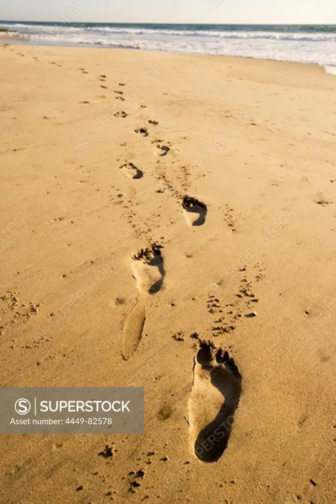 Footprints on the beach, Conejo beach, Baja California Sur, Mexico
