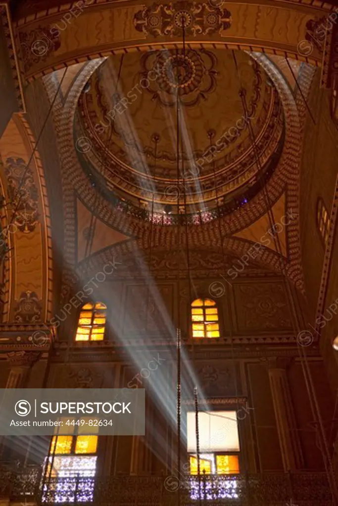 Interior view of the Mosque of Muhammad Ali, Cairo, Egypt, Africa