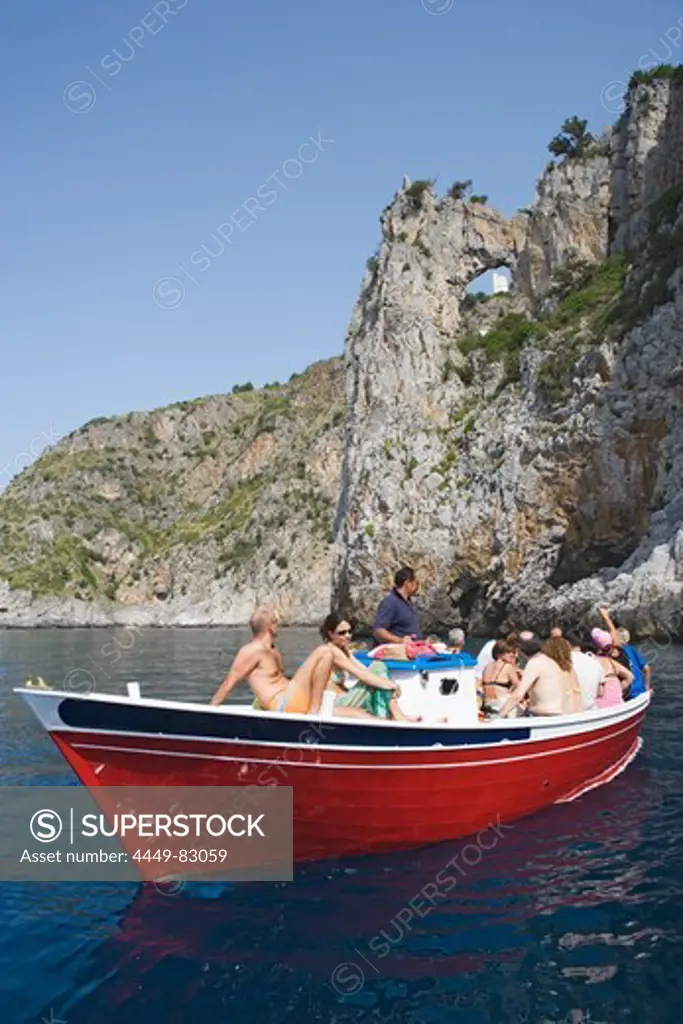 Boat excursion on Cape Palinuro, Cilento, Campania, Italy