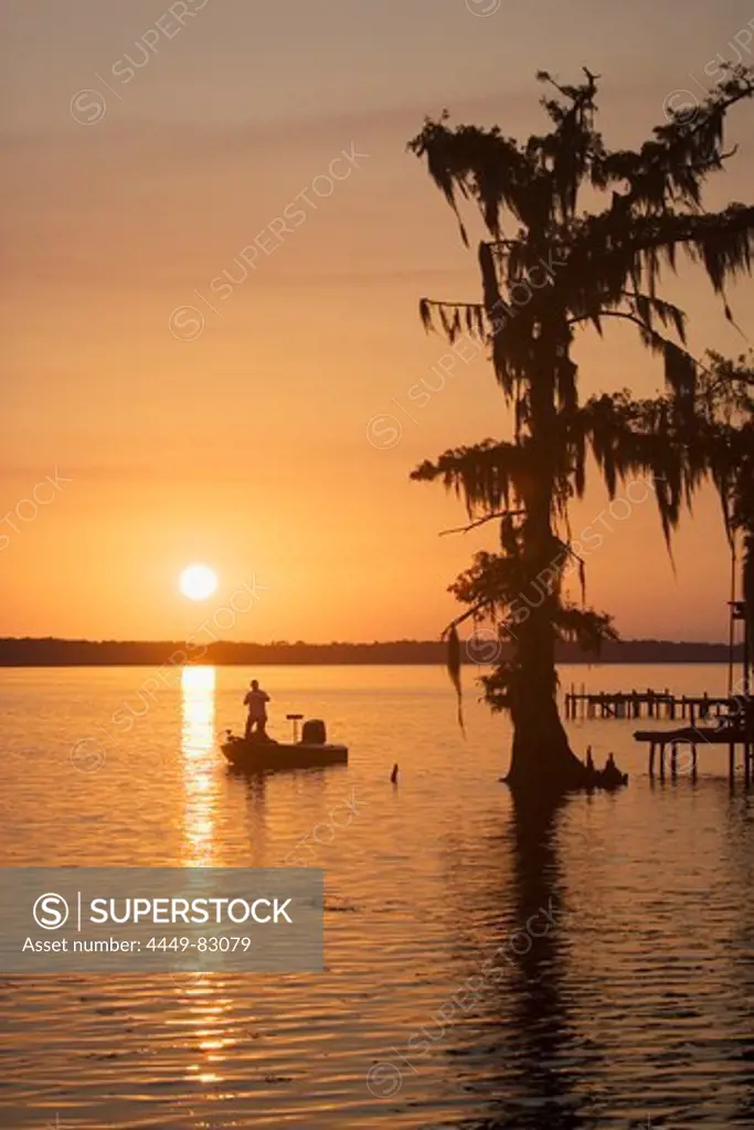 Backwater fishing, Attakapas Landing on Lake Verret, near Pierre Part, Louisiana, USA
