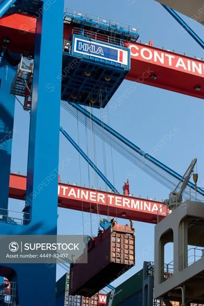 container, gantry crane, port, Hamburg, Germany