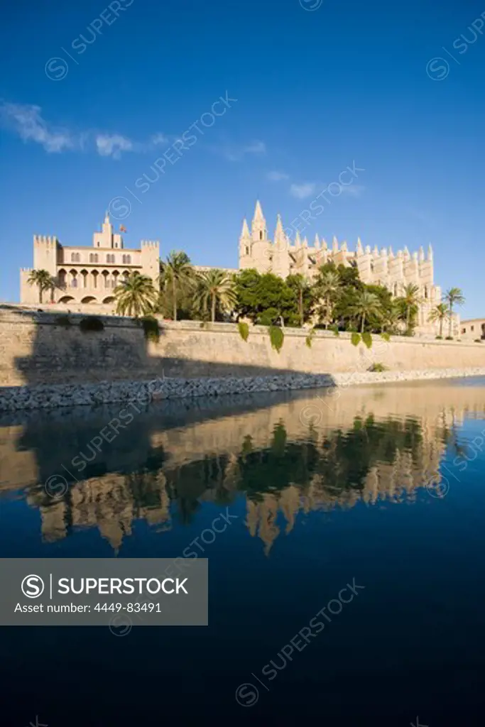 Royal Palace of Almudaina and La Seu Palma Cathedral, Palma, Mallorca, Balearic Islands, Spain, Europe