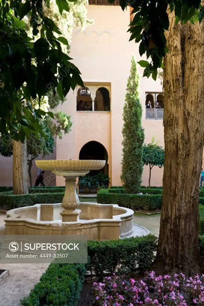 Gardens inside the Alhambra, Province Granada, Andalucia, Spain
