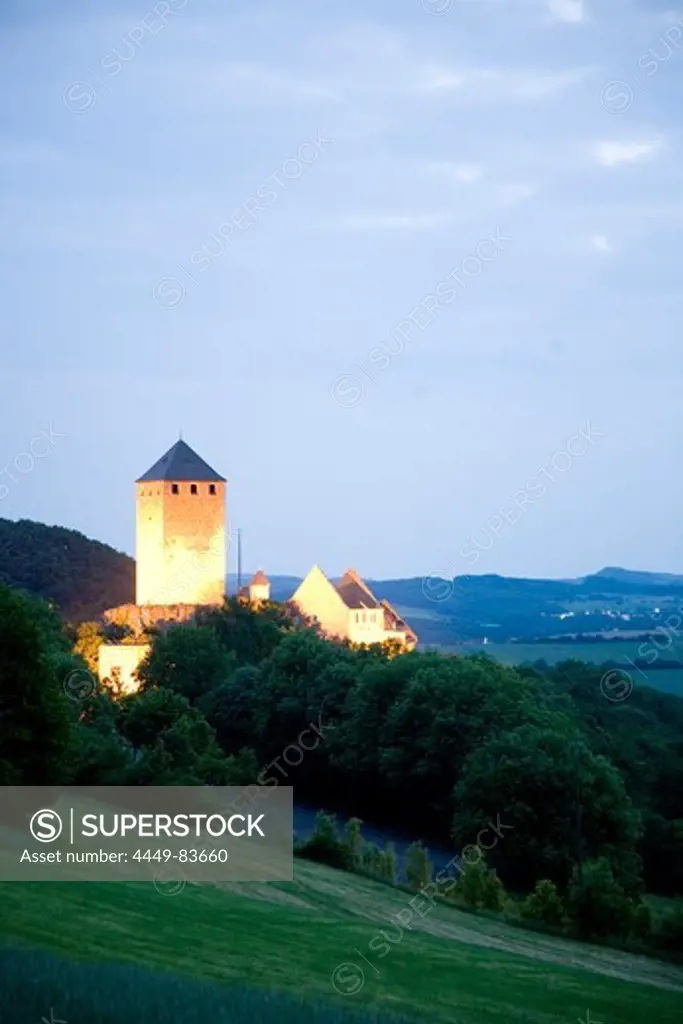 Lichtenberg castle in the evening, Thallichtenberg, Rhineland-Palatinate, Germany