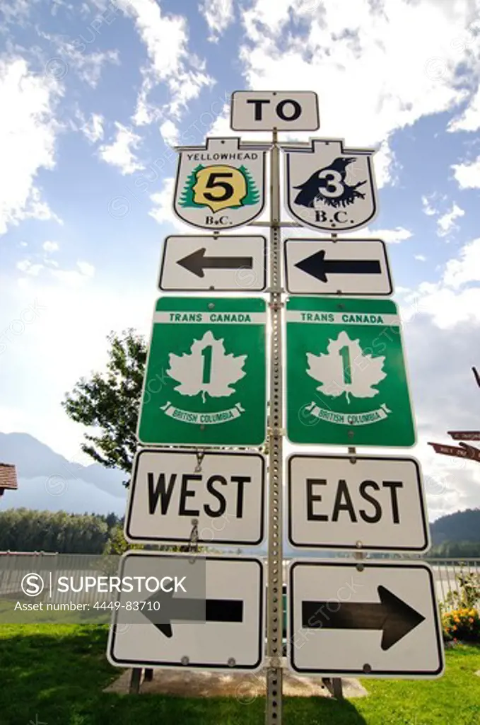 Traffic Sign, Trans Canada Highway, British Columbia, Canada
