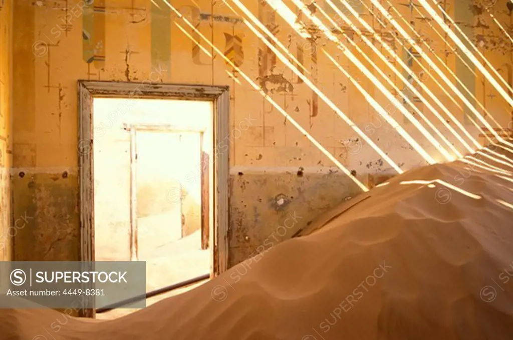 Deserted house full of sand, Kolmanskop, Namibia, Africa