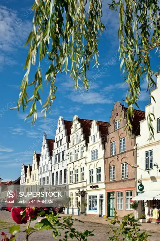 Houses at market square, Friedrichstadt, Schleswig-Holstein, Germany