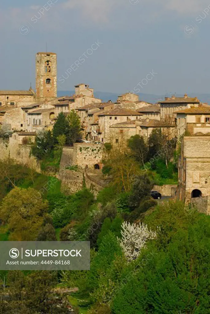 View at the houses of the town of Colle di Val d' Elsa, Tuscany, Italy, Europe