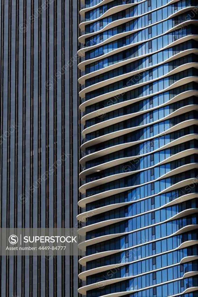 Facade of the Aqua Building by Studio Gang Architects, Chicago, Illinois, USA