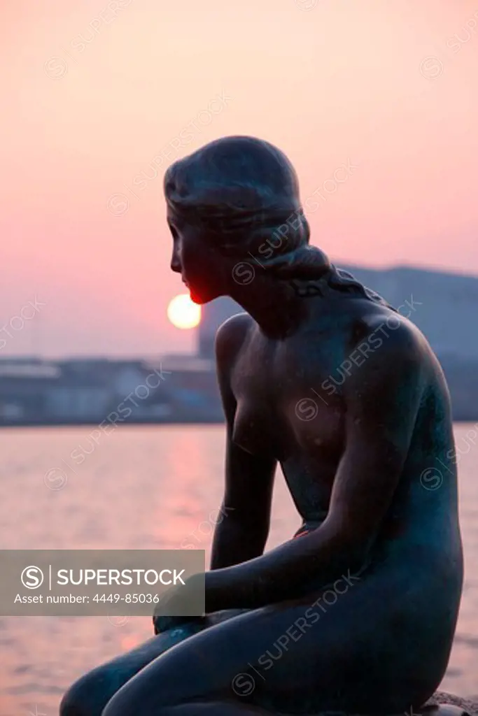 The Little Mermaid bronze statue in the habour of Copenhagen, Denmark