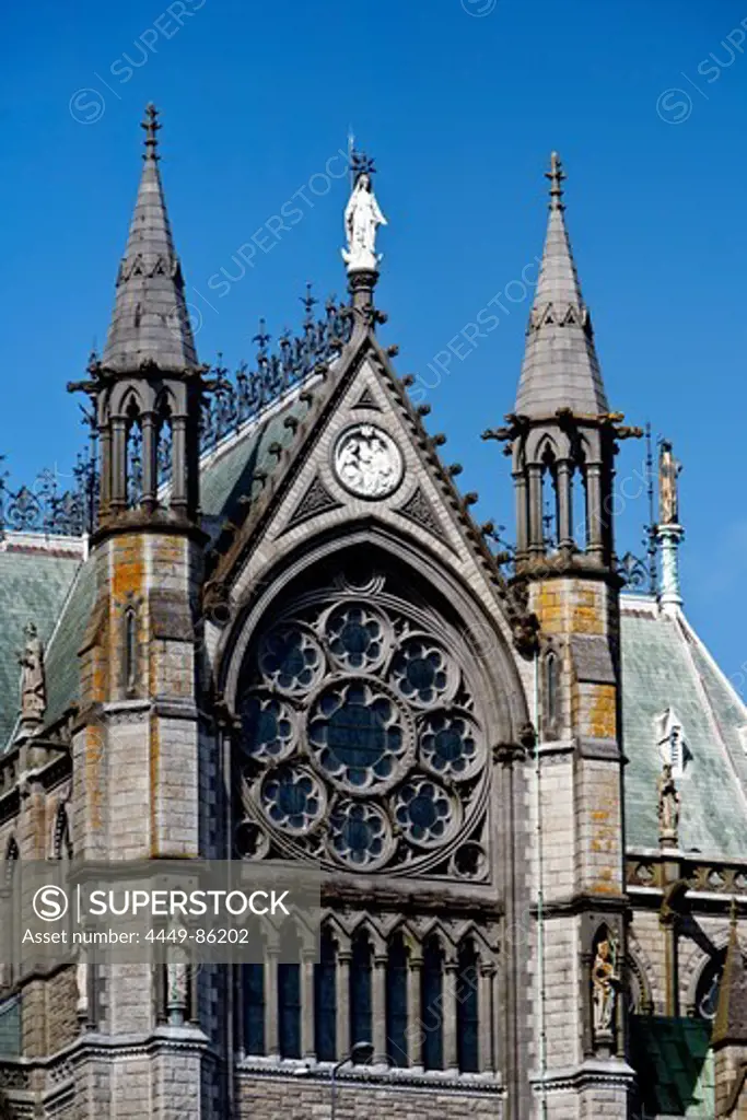 Detail of facade of the Cobh Cathedral, Cobh, County Cork, Ireland