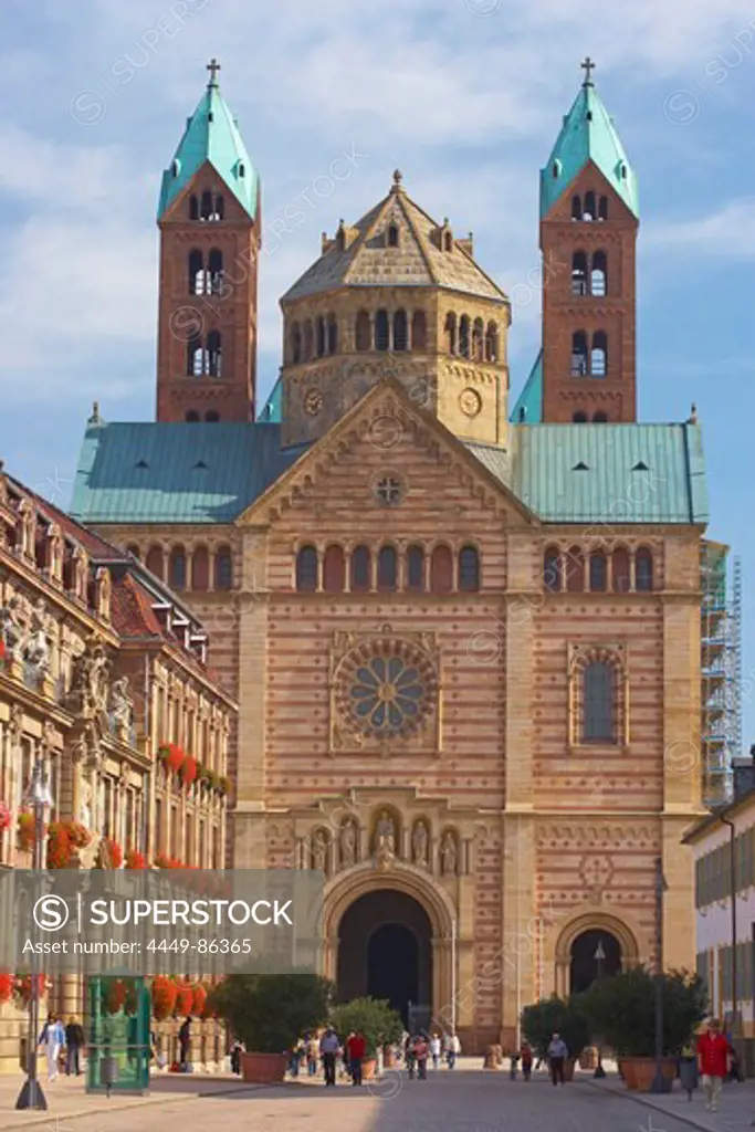 View from Maximilian street at Speyer cathedral, Rhineland-Palatinate, Germany, Europe