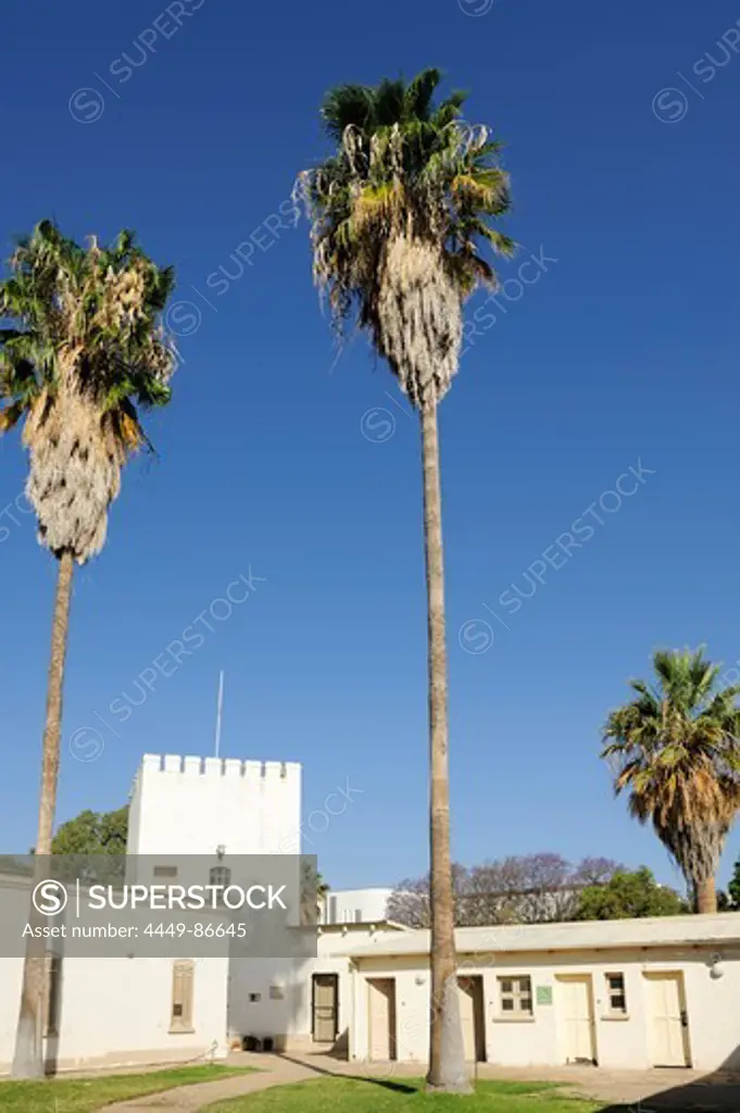 Old fort with palm trees, Windhuk, Windhoek, Namibia