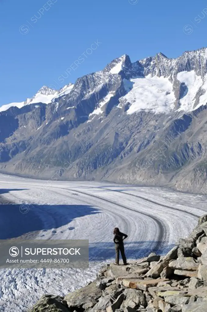 View from Bettmerhorn to Aletsch Glacier, Canton of Valais, Switzerland