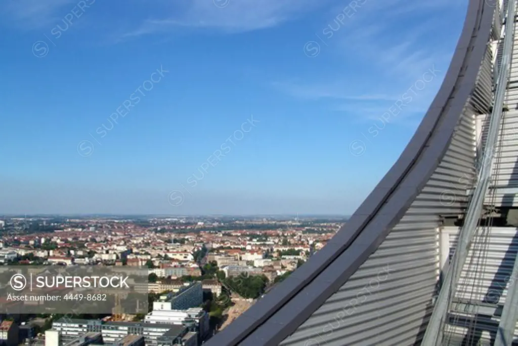 View from the city tower rooftop, Leipzig, Saxony, Germany, Europe