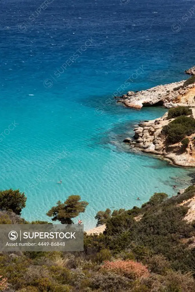 People bathing in Mirabello Bay, Crete, Greece