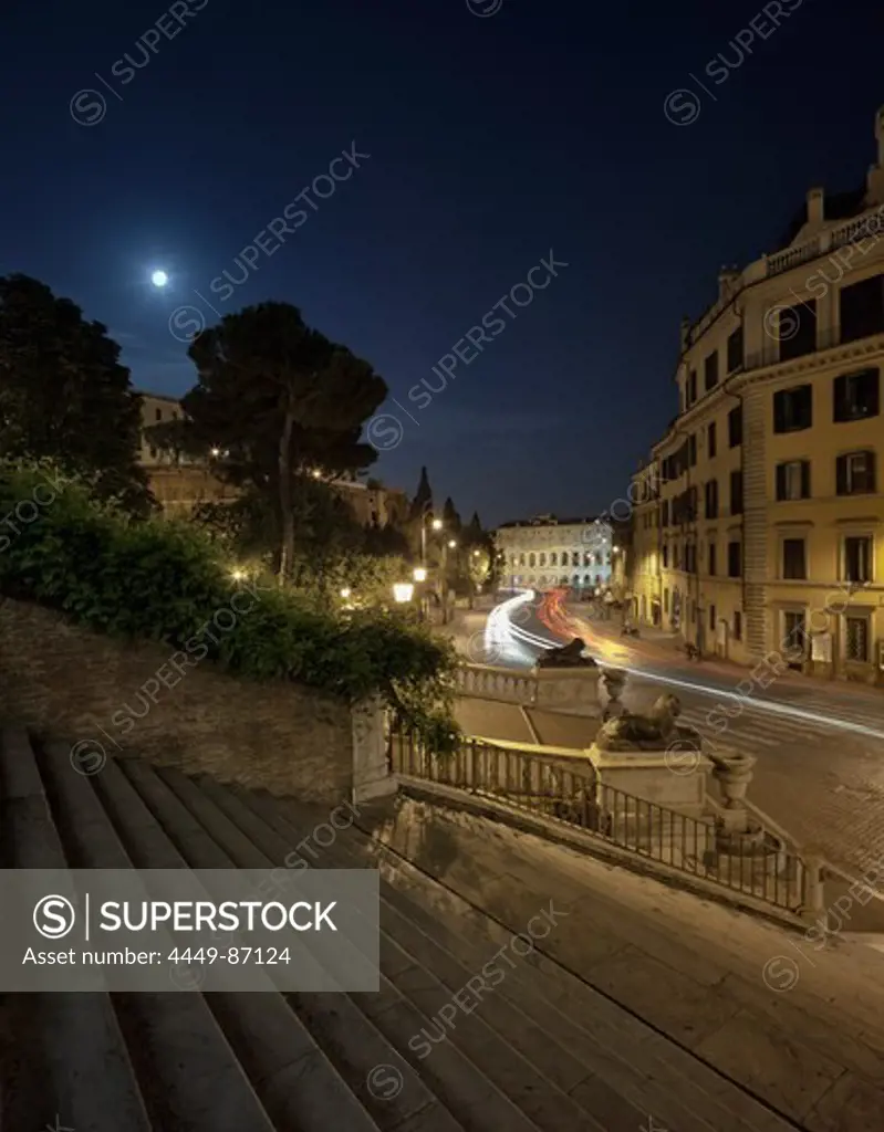 Theater of Marcellus, Via del Teatro Mercello at night, Piazza Campidoglio, Roma, Latium, Italy