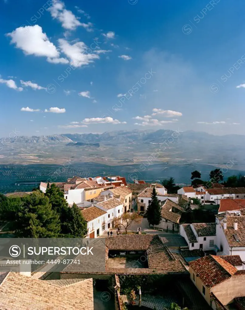 View from cathedral towards Valle Alto-Guadalquivir, Baeza, Andalusia, Spain