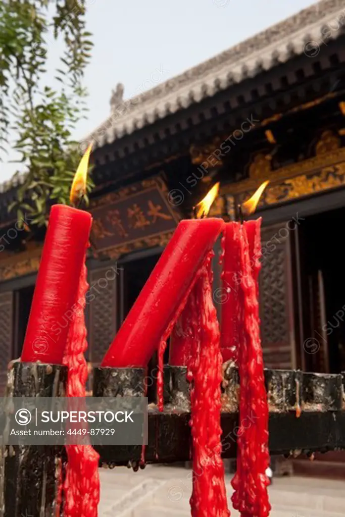 Candles at The Giant Wild Goose Pagoda Da Yanta near Xi'an, Shaanxi Province, People's Republic of China