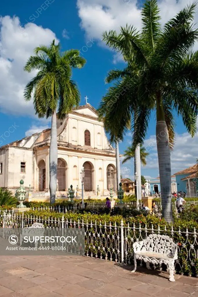 Benches in the garden of Plaza Mayor, Trinidad, Sancti Spiritus, Cuba