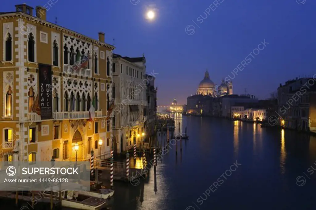 Moon, Canal Grande, Santa Maria della Salute, Venice, Italy