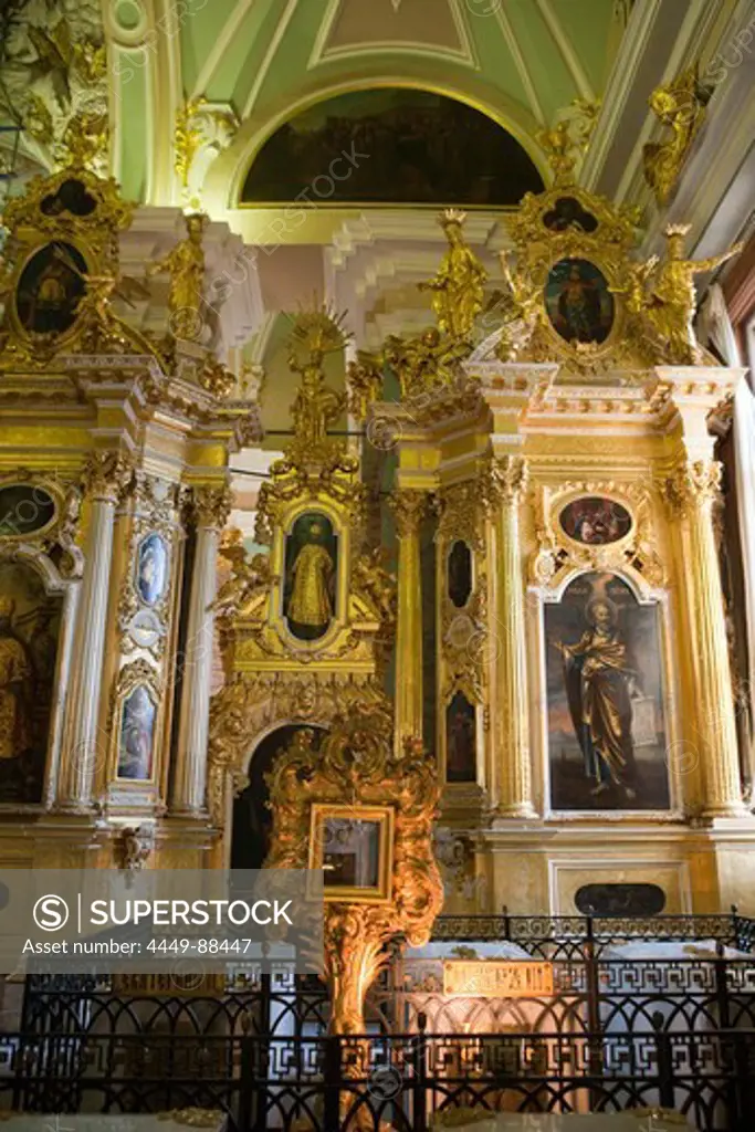 Altar in Peter and Paul Cathedral at Peter and Paul Fortress, St. Petersburg, Russia