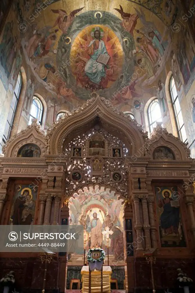 Altar in Church of the Savior on Spilled Blood (Church of the Resurrection), St. Petersburg, Russia