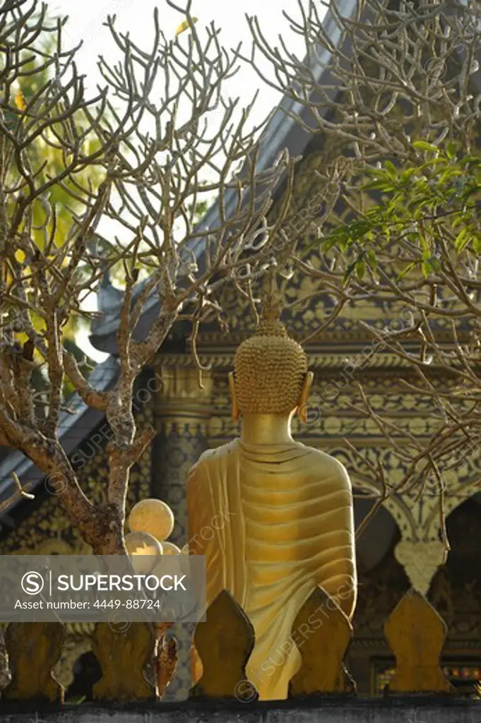 Budhha staue from the back in front of Wat Xieng Muan, Luang Prabang, Laos, Lao Peoples Democratic Republic