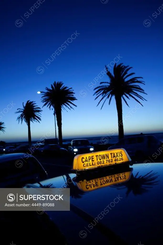 Sun-set impression on Victoria Road at Camps Bay, Cape Town, Western Cape, South Africa, RSA, Africa