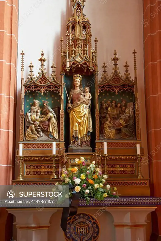 Marienaltar inside of St. Wendelinus' basilica, St. Wendel, Saarland, Germany, Europe