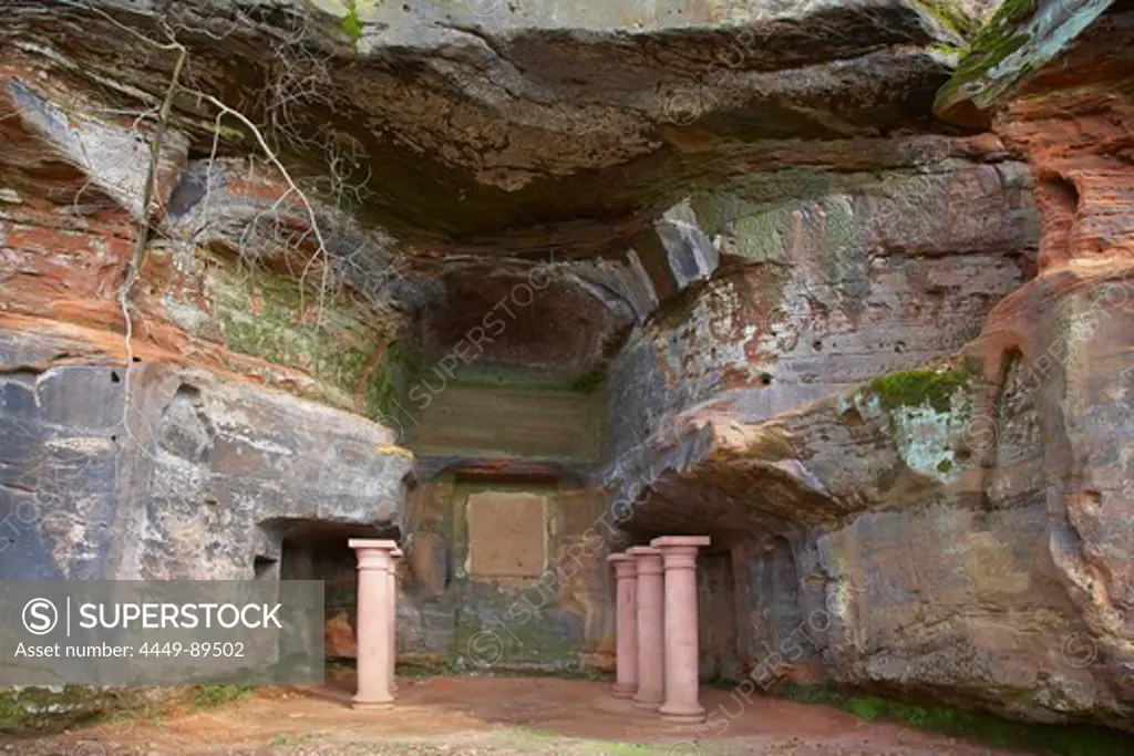 Mithras grotto with Heidenkapelle at the Halberg, Saarbruecken, Saarland, Germany, Europe
