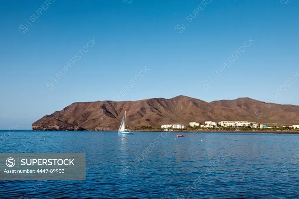 Sailind boat, fishing village Las Playitas, Fuerteventura, Canary Islands, Spain