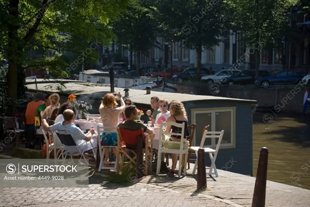 Private Party, Brouwersgracht, Jordaan, People having a private party at Brouwersgracht, Jordaan, Amsterdam, Holland, Netherlands