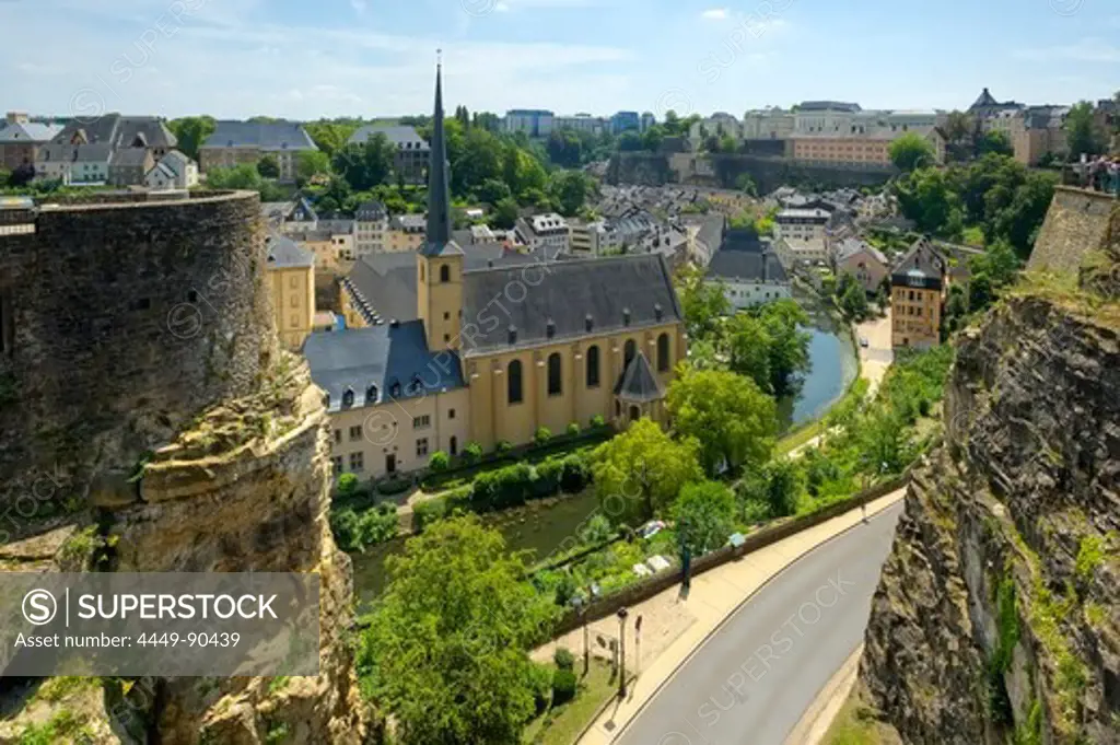 Neumuenster abbey with Alzette valley, Luxemburg, Luxembourg, Europe