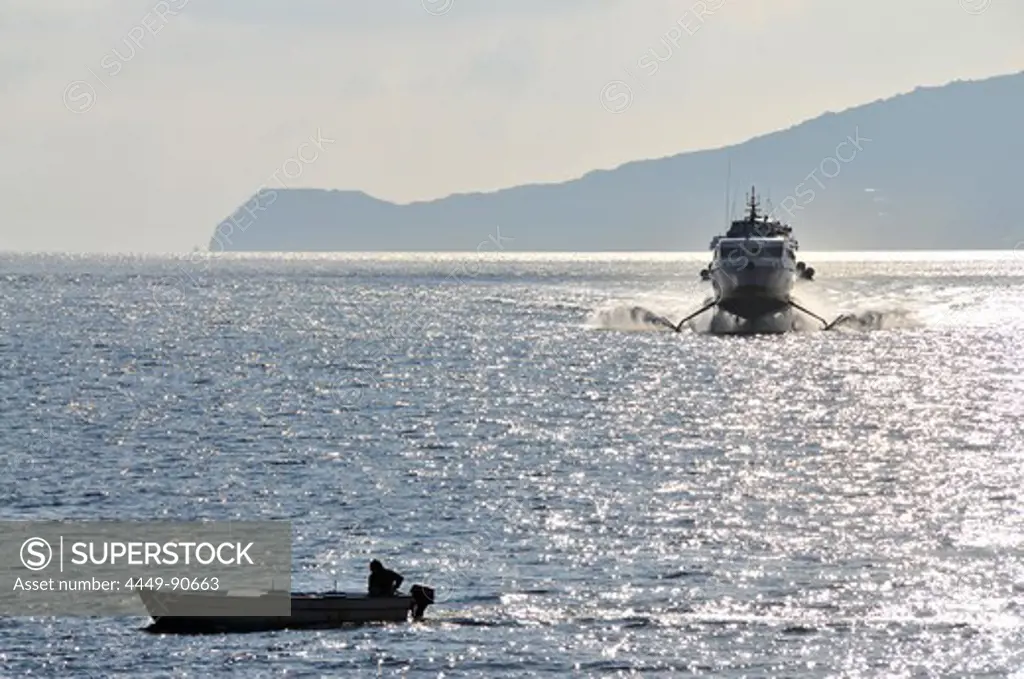 Infront of the Island of Salina, Aeolian Islands, Sicily, Italy